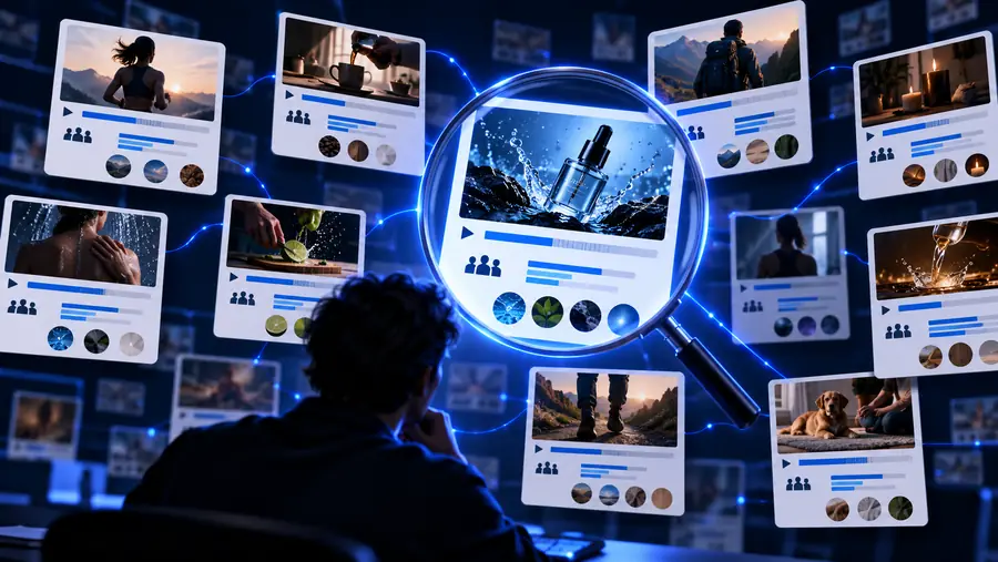 Illustrative video ad research preview used to examine creative ideas